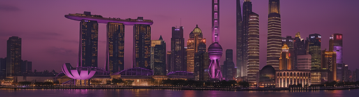 Image of buildings from Hong Kong, Singapore, and Shanghai